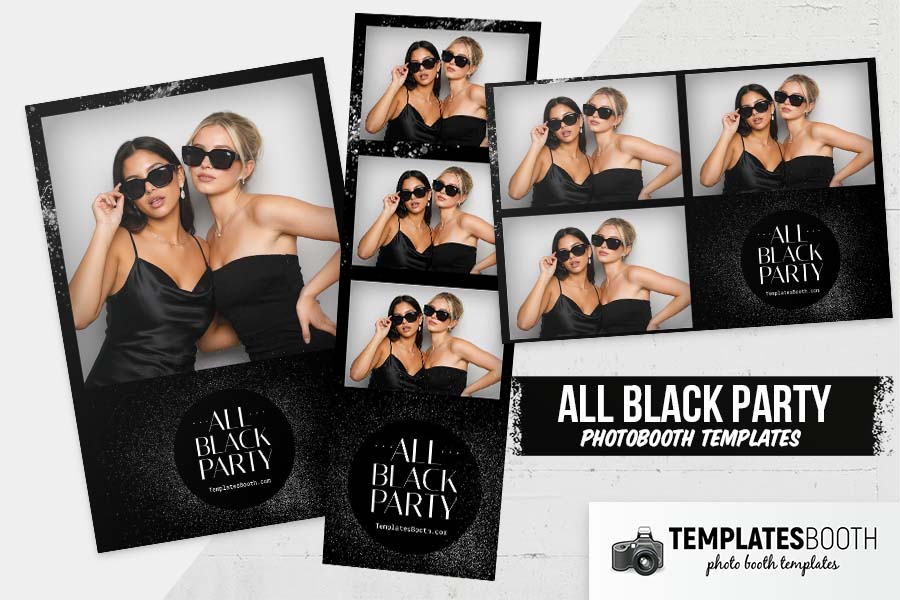 All Black Party Photo Booth Template Preview