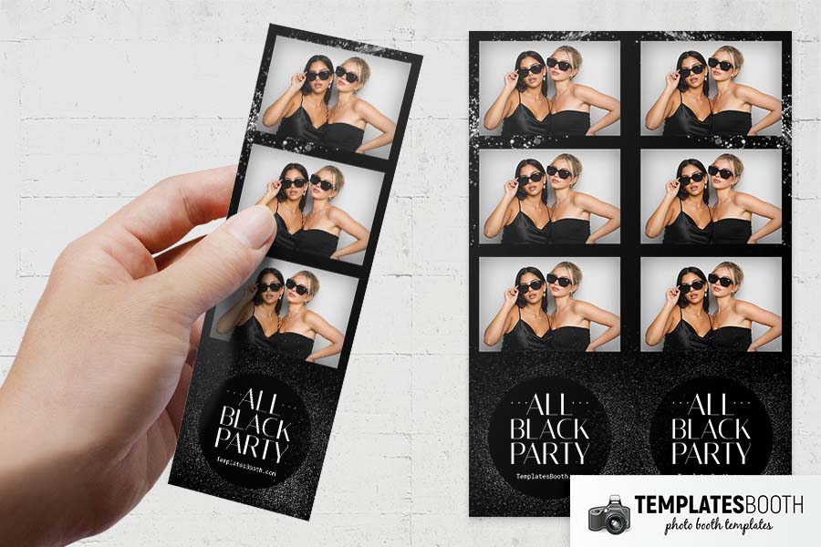 All Black Party Photo Booth Template Preview