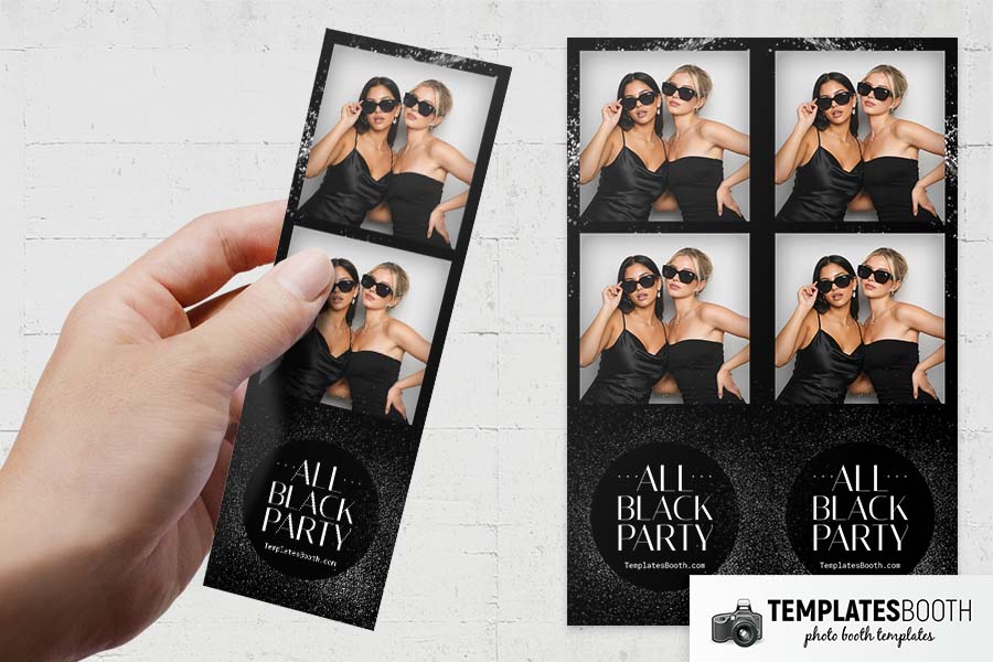 All Black Party Photo Booth Template Preview