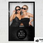 All Black Party Photo Booth Template Preview