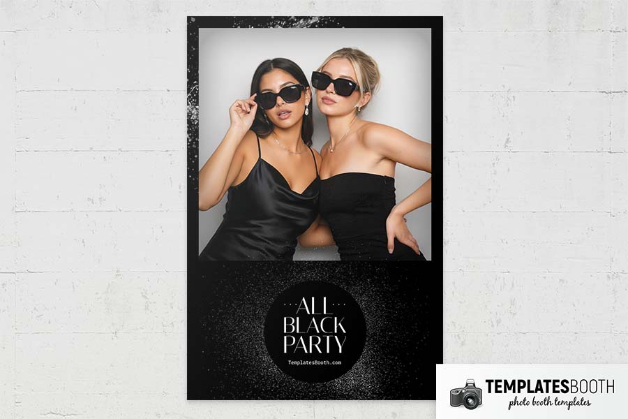 All Black Party Photo Booth Template Preview
