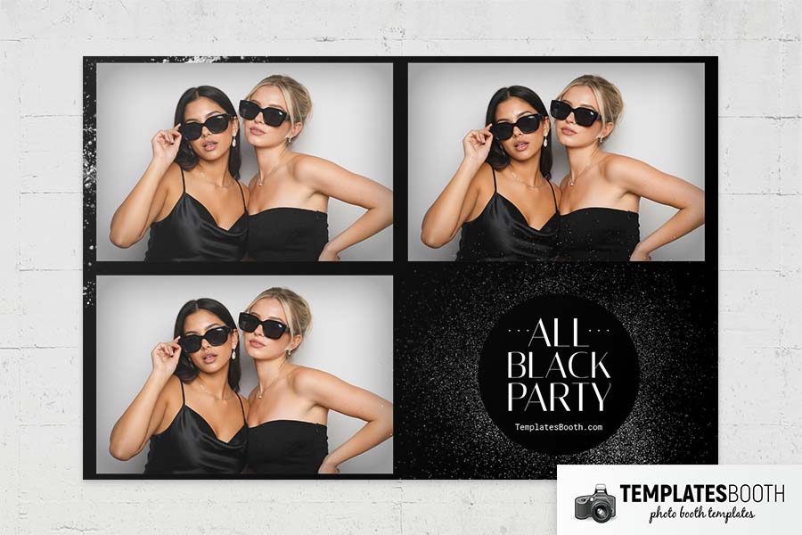 All Black Party Photo Booth Template Preview