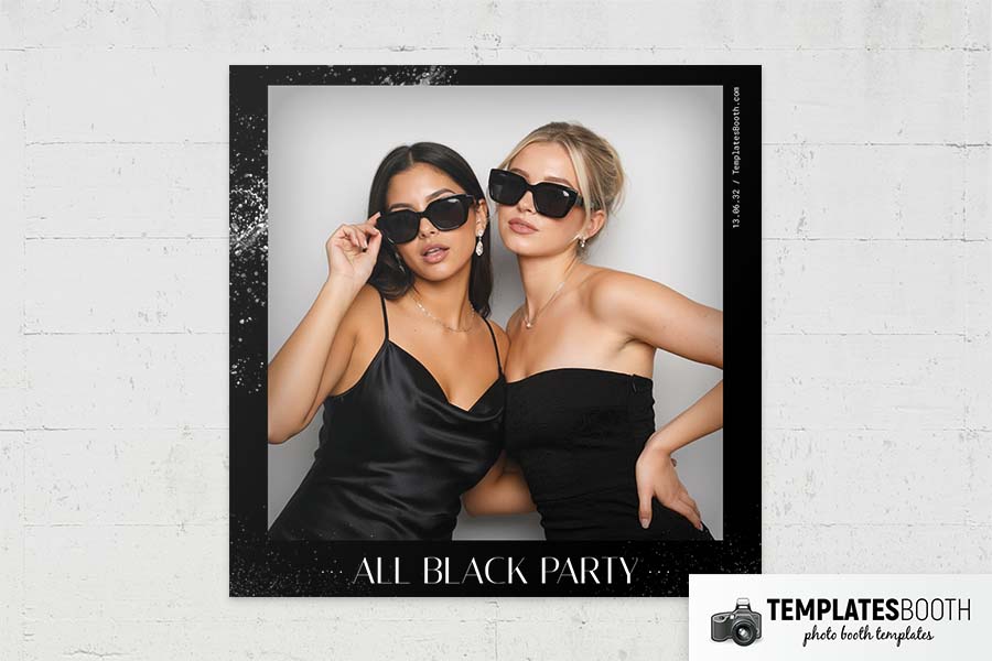 All Black Party Photo Booth Template Preview