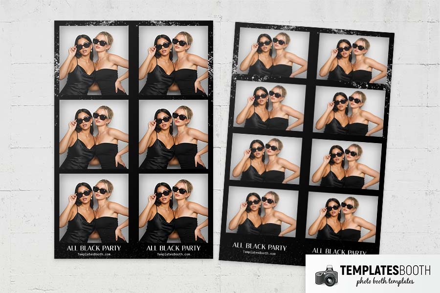 All Black Party Photo Booth Template Preview