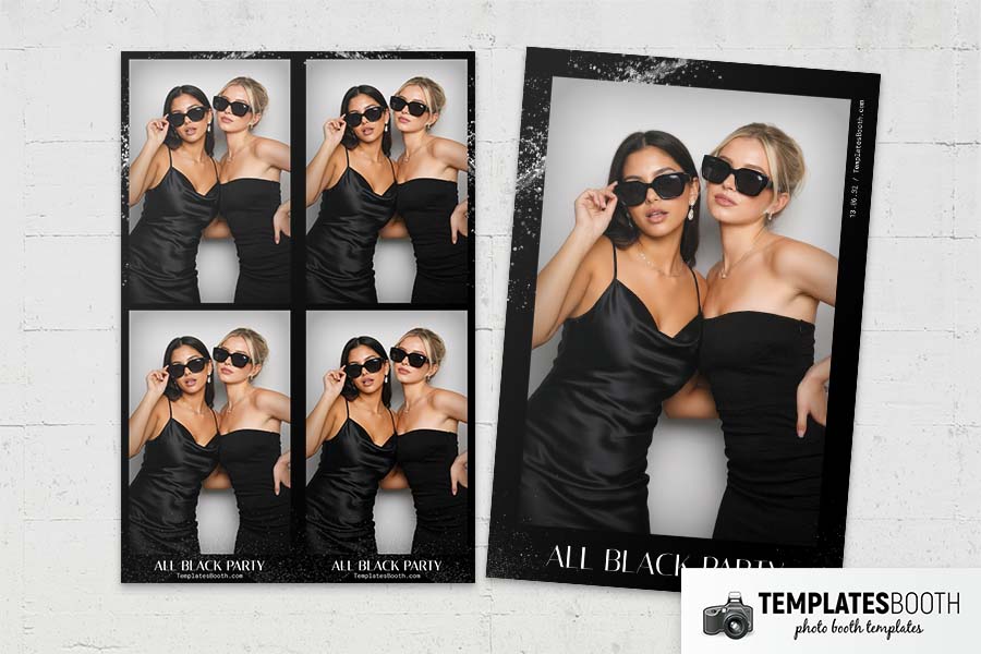 All Black Party Photo Booth Template Preview