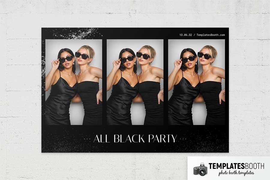 All Black Party Photo Booth Template Preview