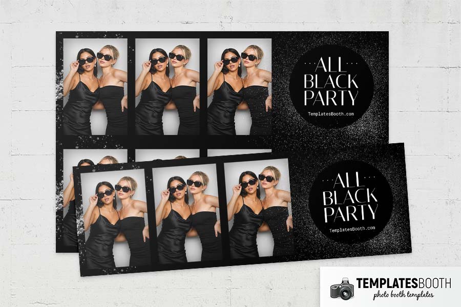 All Black Party Photo Booth Template Preview