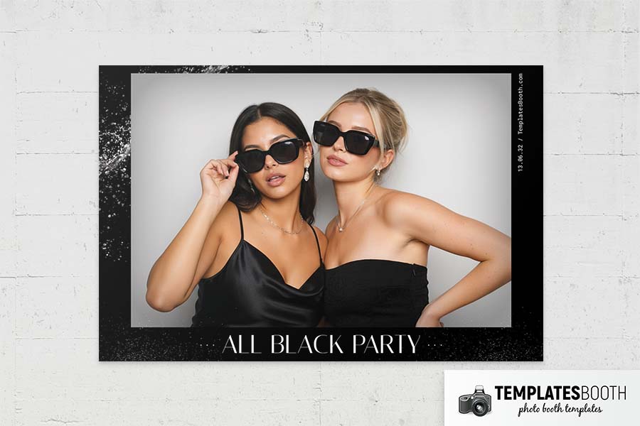 All Black Party Photo Booth Template Preview