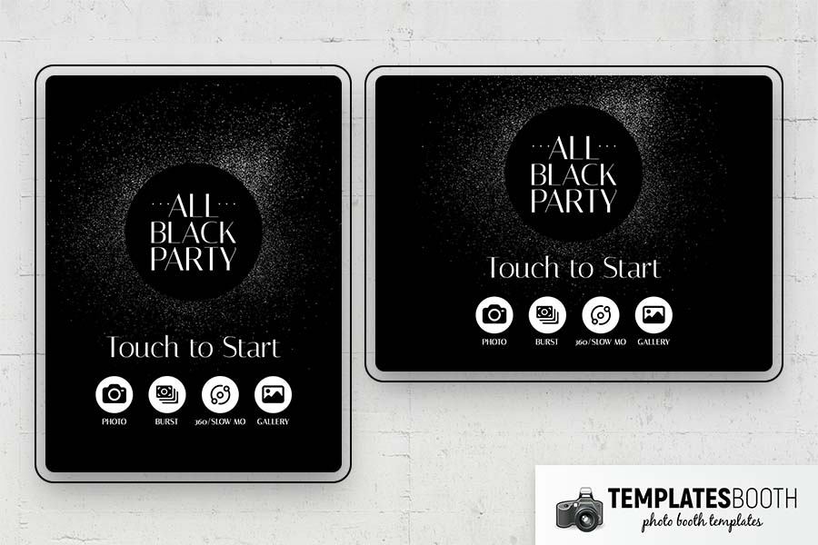 All Black Party Photo Booth Template Preview