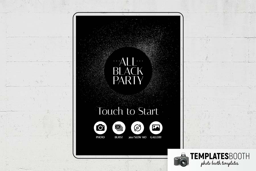 All Black Party Photo Booth Template Preview