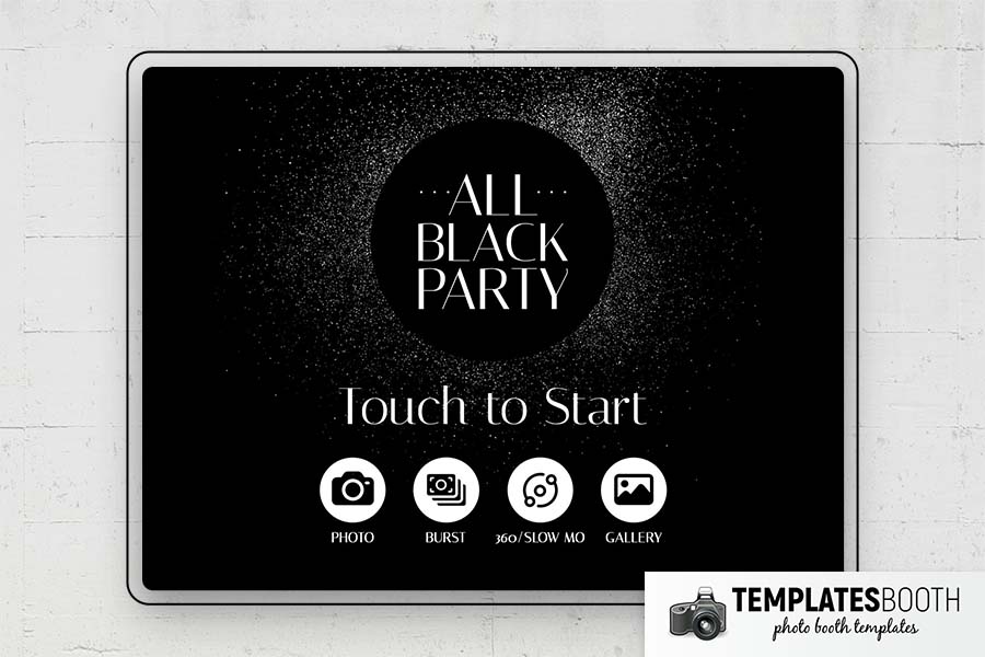 All Black Party Photo Booth Template Preview