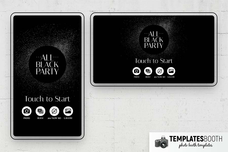 All Black Party Photo Booth Template Preview