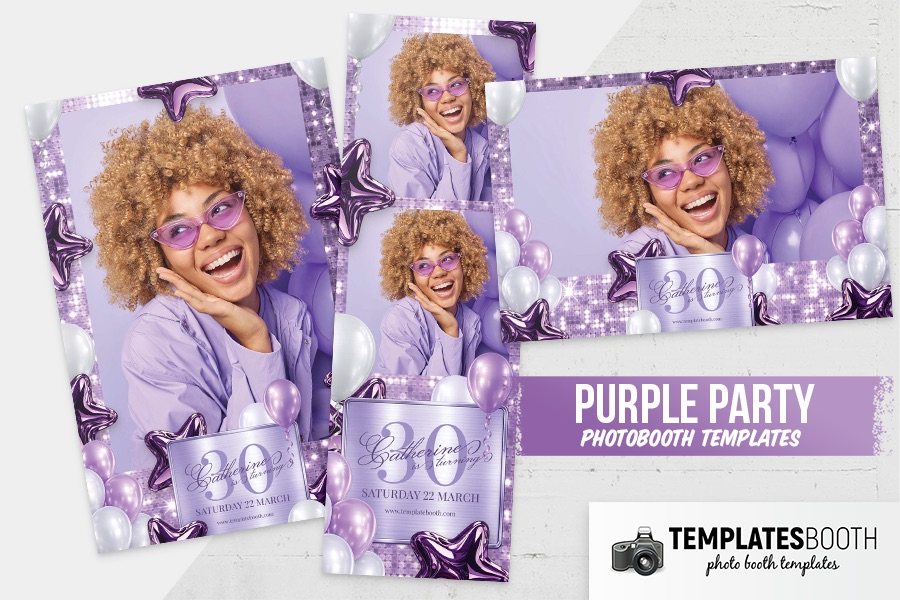 Purple Party Photo Booth Template Preview