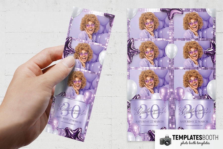 Purple Party Photo Booth Template Preview
