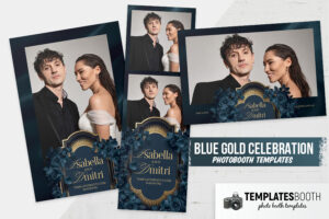 Blue Gold Celebration Photo Booth Template