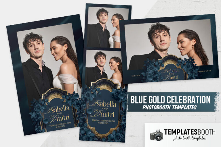 Blue Gold Celebration Photo Booth Template