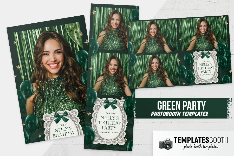 Green Party Photo Booth Template Preview