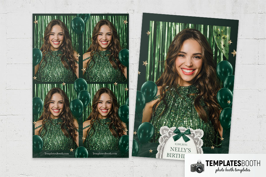 Green Party Photo Booth Template Preview