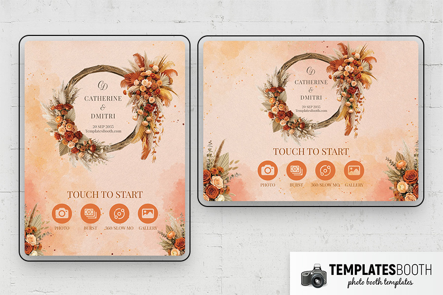 Orange Floral Party Photo Booth Template Preview