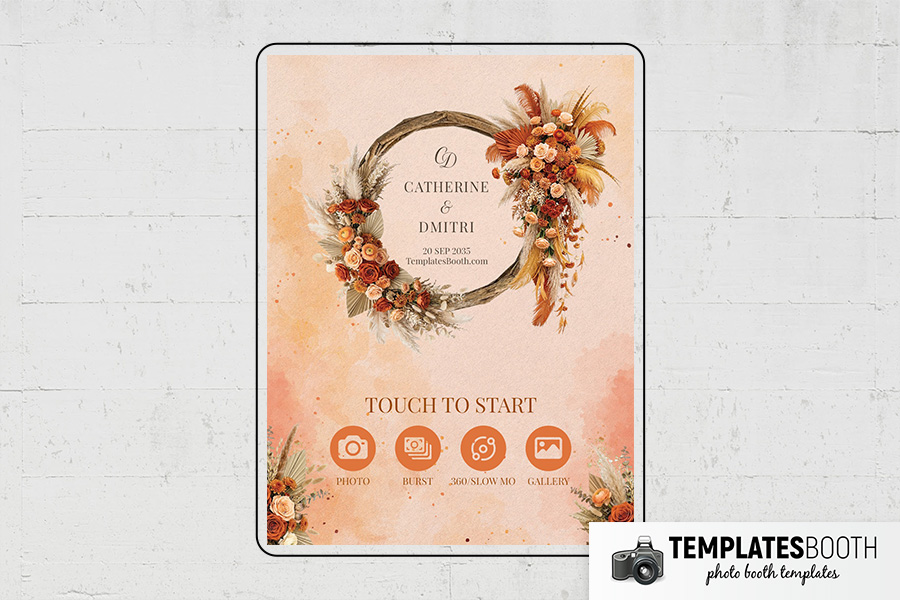 Orange Floral Party Photo Booth Template Preview