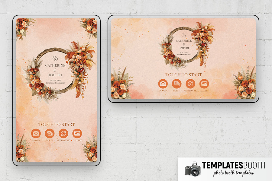 Orange Floral Party Photo Booth Template Preview