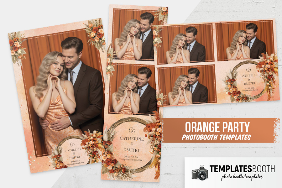 Orange Floral Party Photo Booth Template