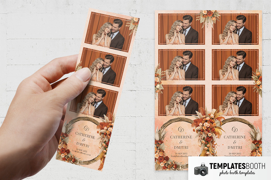 Orange Floral Party Photo Booth Template Preview