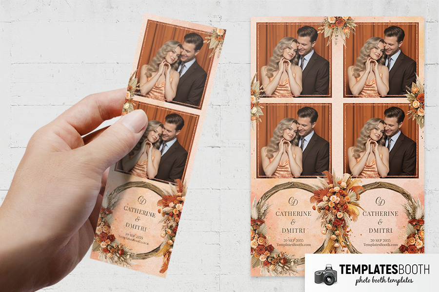 Orange Floral Party Photo Booth Template Preview