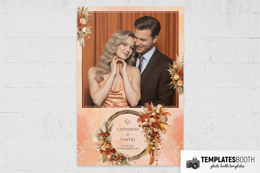 Orange Floral Party Photo Booth Template Preview
