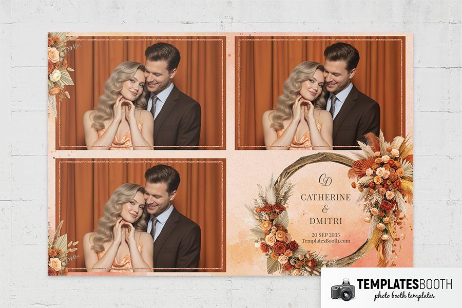 Orange Floral Party Photo Booth Template Preview