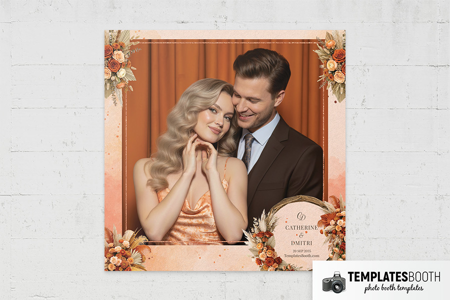 Orange Floral Party Photo Booth Template Preview