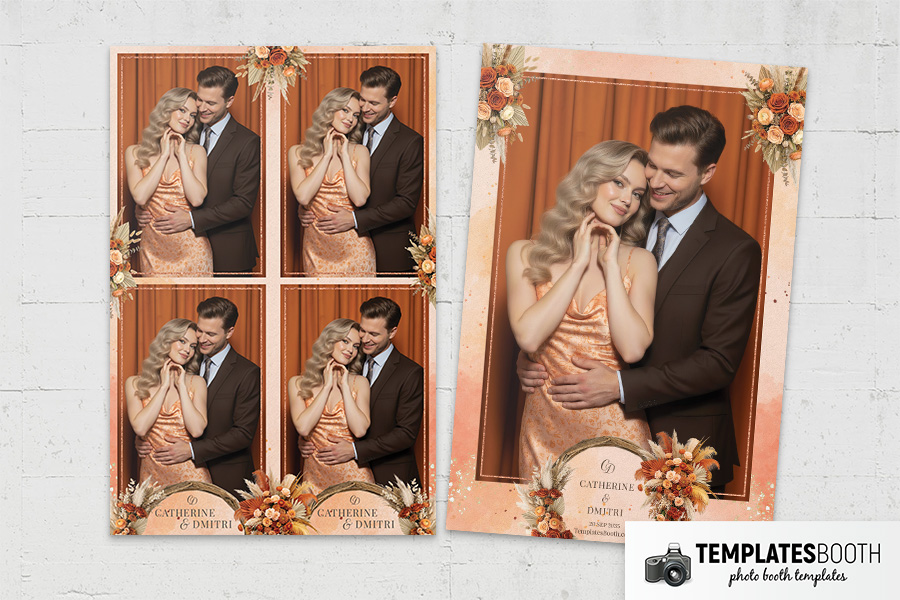 Orange Floral Party Photo Booth Template Preview