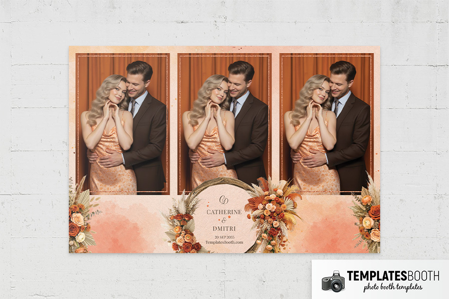 Orange Floral Party Photo Booth Template Preview