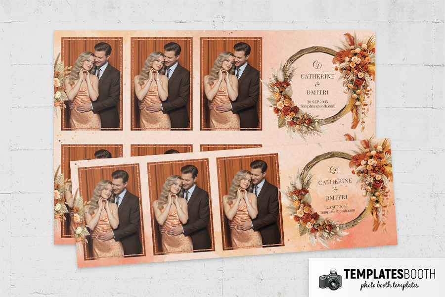 Orange Floral Party Photo Booth Template Preview