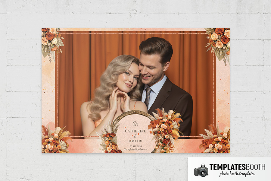 Orange Floral Party Photo Booth Template Preview