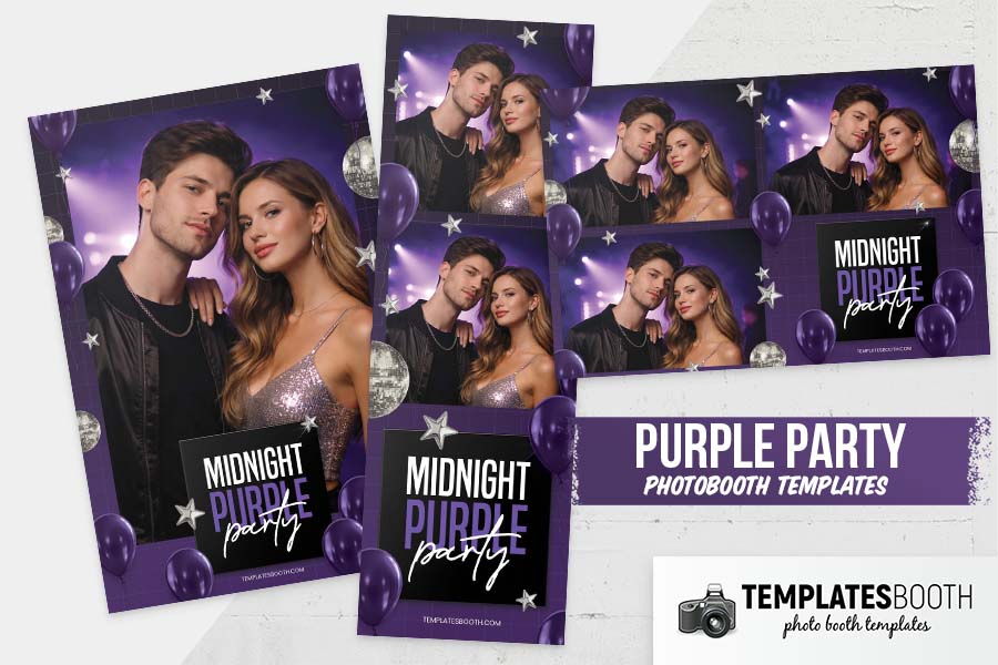 Purple Party Photo Booth Template Preview