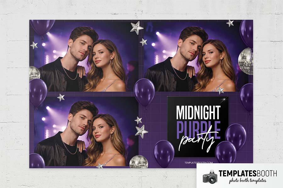 Purple Party Photo Booth Template Preview