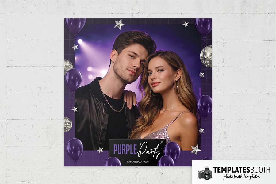 Purple Party Photo Booth Template Preview