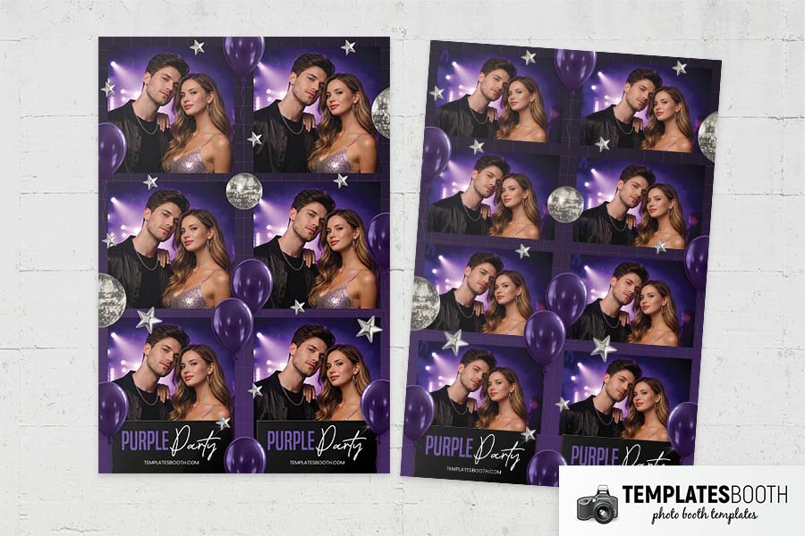 Purple Party Photo Booth Template Preview