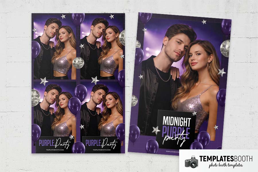Purple Party Photo Booth Template Preview