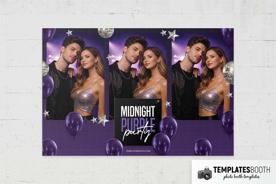 Purple Party Photo Booth Template Preview