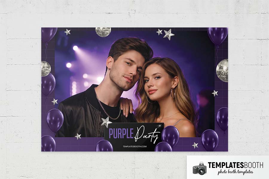 Purple Party Photo Booth Template Preview