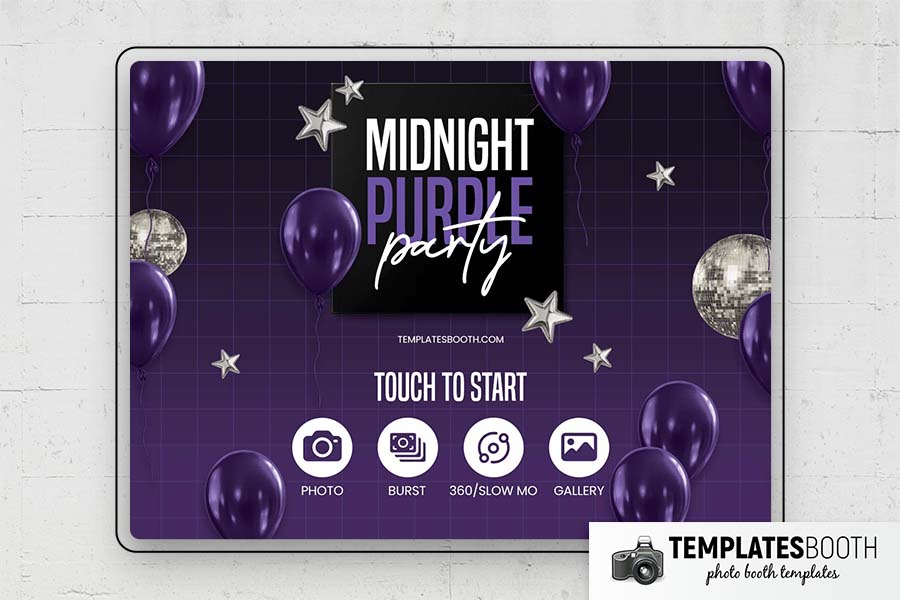 Purple Party Photo Booth Template Preview