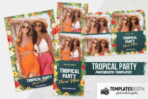 Modèle de photobooth ambiance florale pour fête tropicale