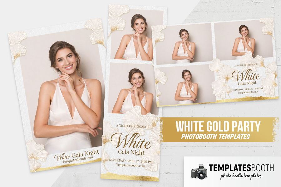 White Gold Party Photo Booth Template Preview