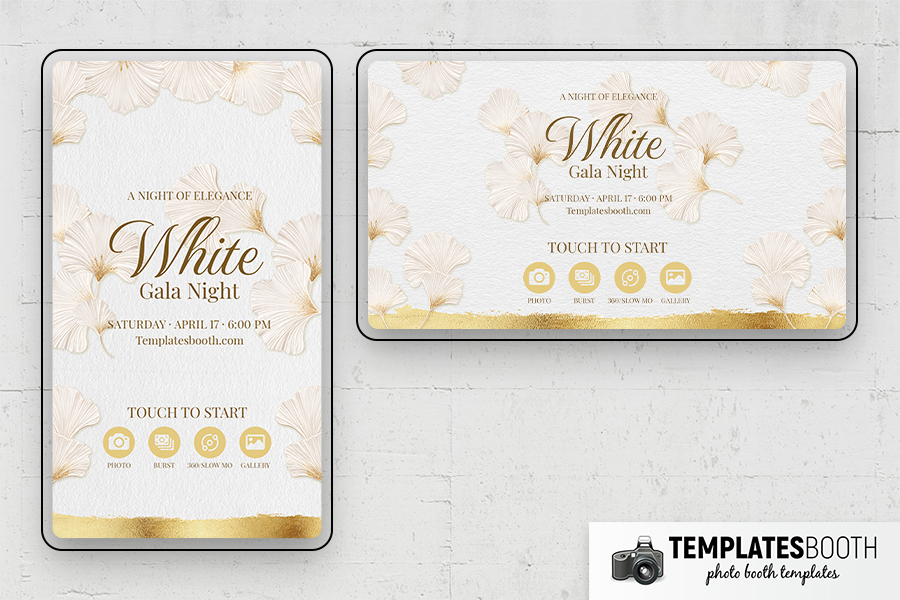 White Gold Party Photo Booth Template Preview