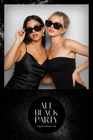Modèle de photomaton pour soirée tout en noir
