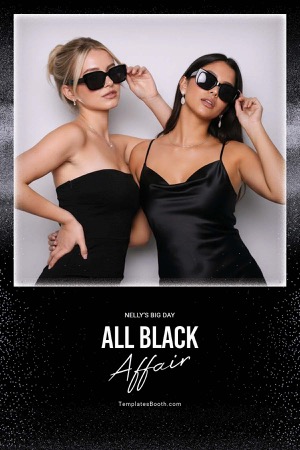 Modèle de photomaton pour soirée en noir