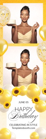 Modèle jaune de photobooth d’anniversaire