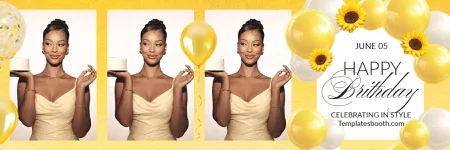 Yellow Birthday Photo Booth Template